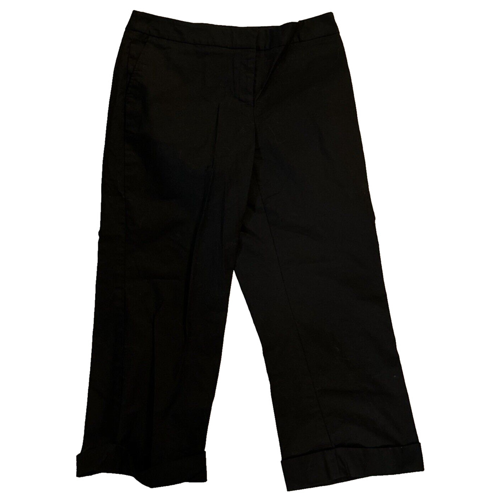 Apostrophe Stretch Capri Women's Black Front Zip Dress Pants Size 10 Career